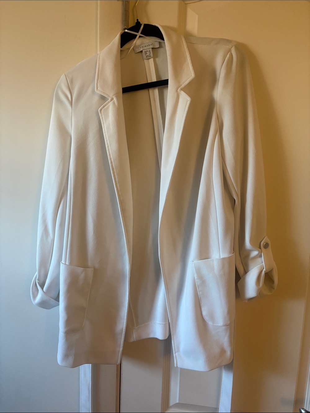Primark White Open-Front Blazer with Patch Pockets